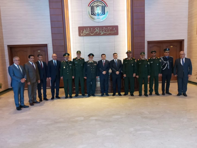 The meeting of the President of the Supreme National Defense University with the Iraqi National Security Adviser, Dr. Qasim al-Aarji: